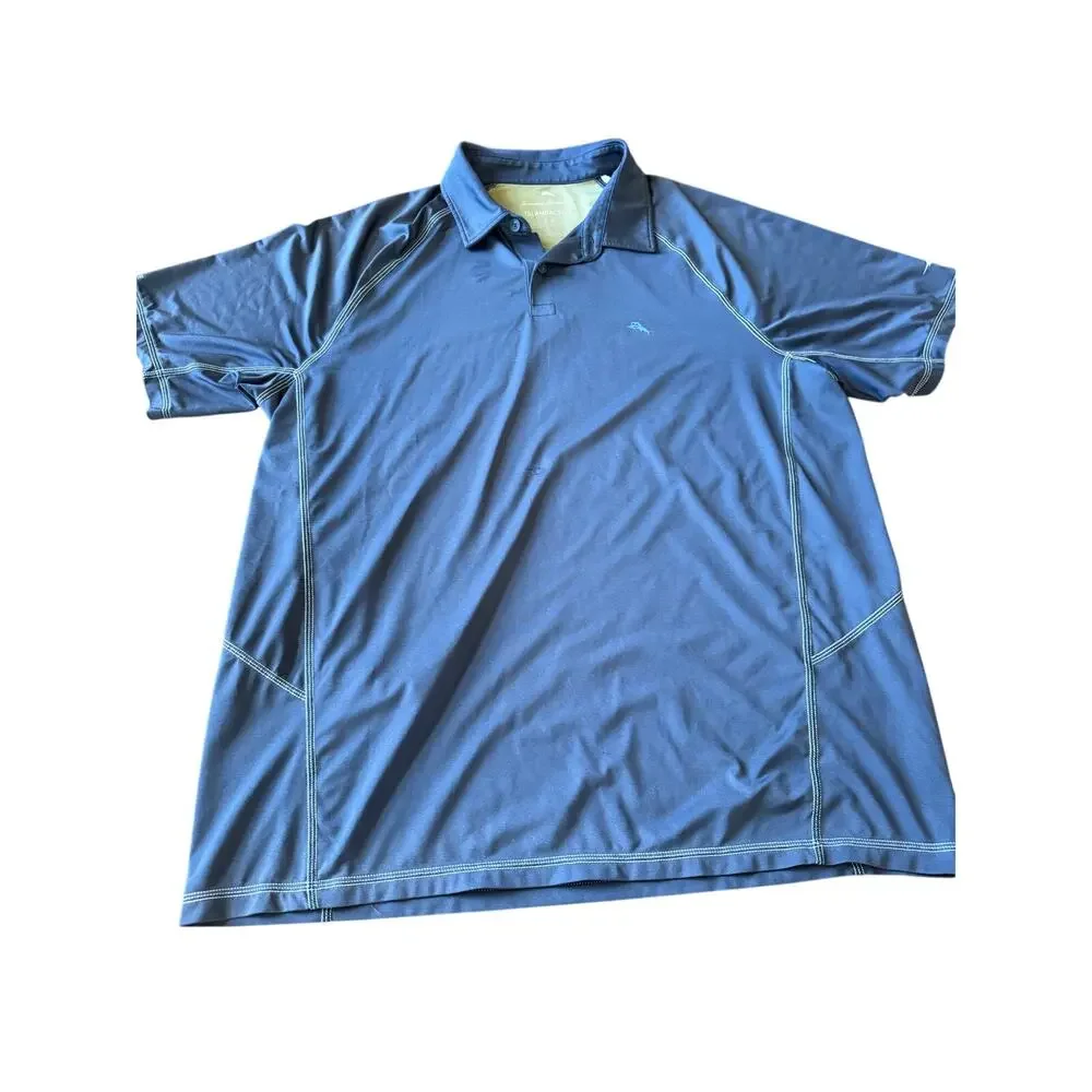 Tommy Bahama Mens Island Active Polo Shirt L Blue Golf Activewear Sporty Outdoor